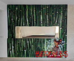 mural interior bambu tortuga mariposa